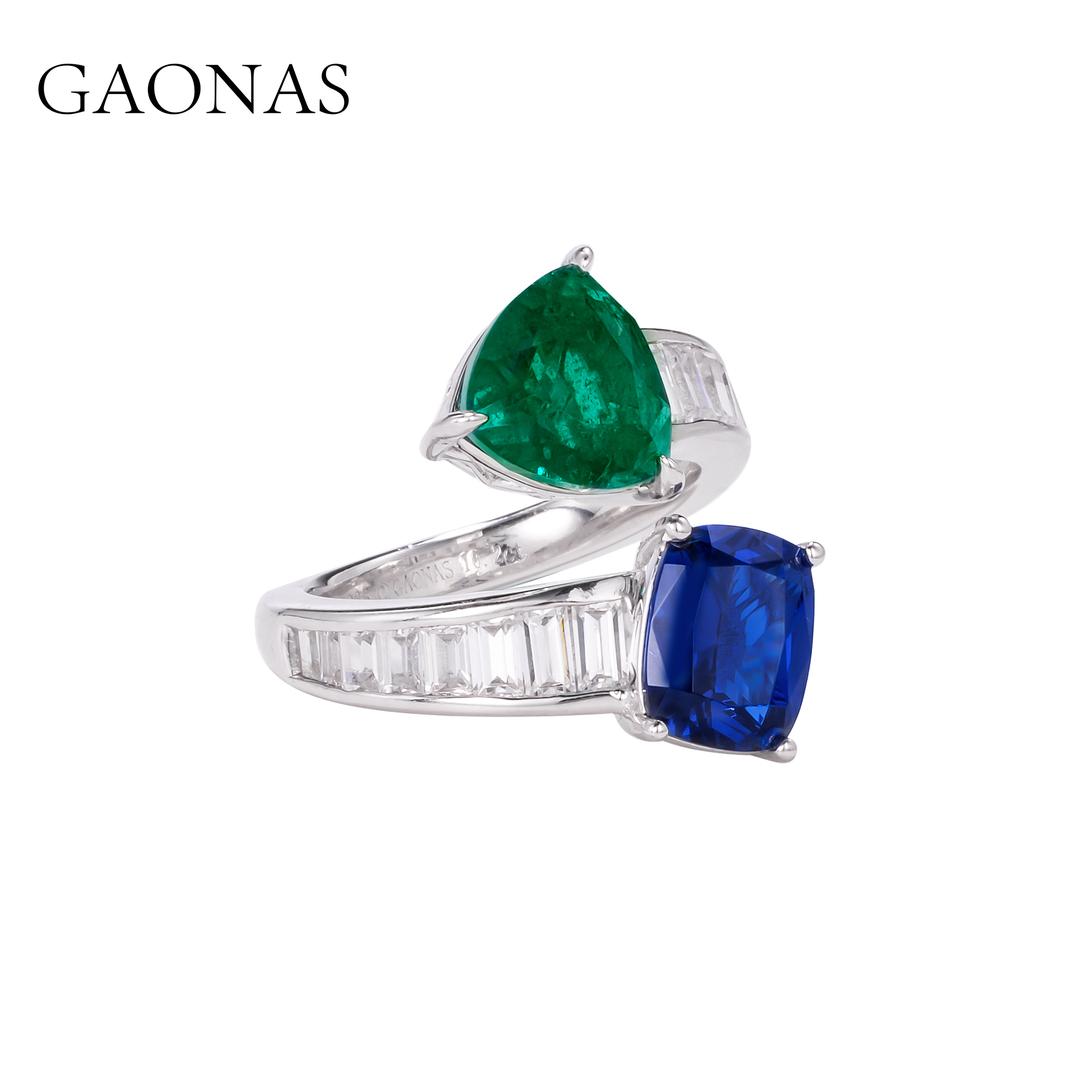 GAONAS Royalblue ring Cubic Zirconia S925 Silver Artificial woman unisex fashion luxurious jewelry Blue rich creative gifts 2025 NEW 10061JG