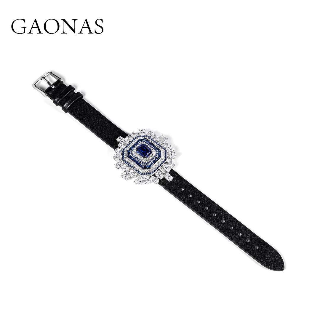 GAONAS Royalblue Wristband Cubic Zirconia S925 Silver Artificial woman unisex fashion luxurious jewelry Blue rich creative gifts 2025 NEW BS115866