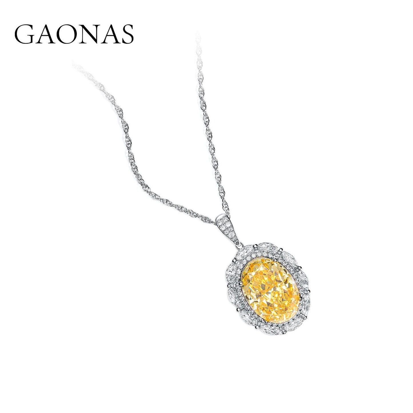 GAONAS Fancy Vivid Yellow necklace Cubic Zirconia S925 Silver Artificial woman unisex fashion luxurious jewelry Yellow rich creative gifts 2025 NEW YD052870