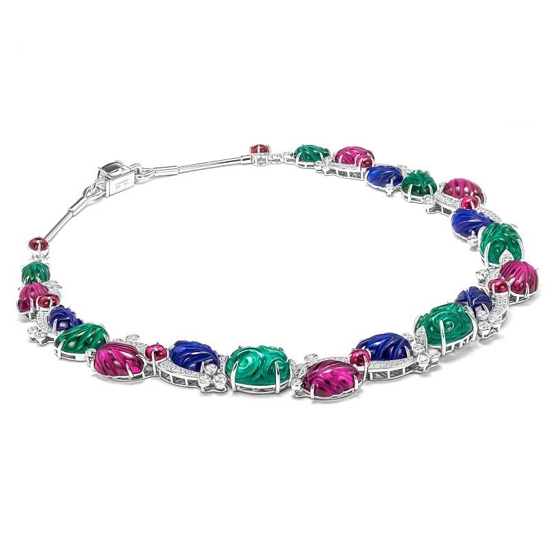 GAONAS Tutti Frutti necklace Cubic Zirconia S925 Silver Artificial woman unisex fashion luxurious jewelry multicolor rich creative gifts 2025 NEW 10109XG