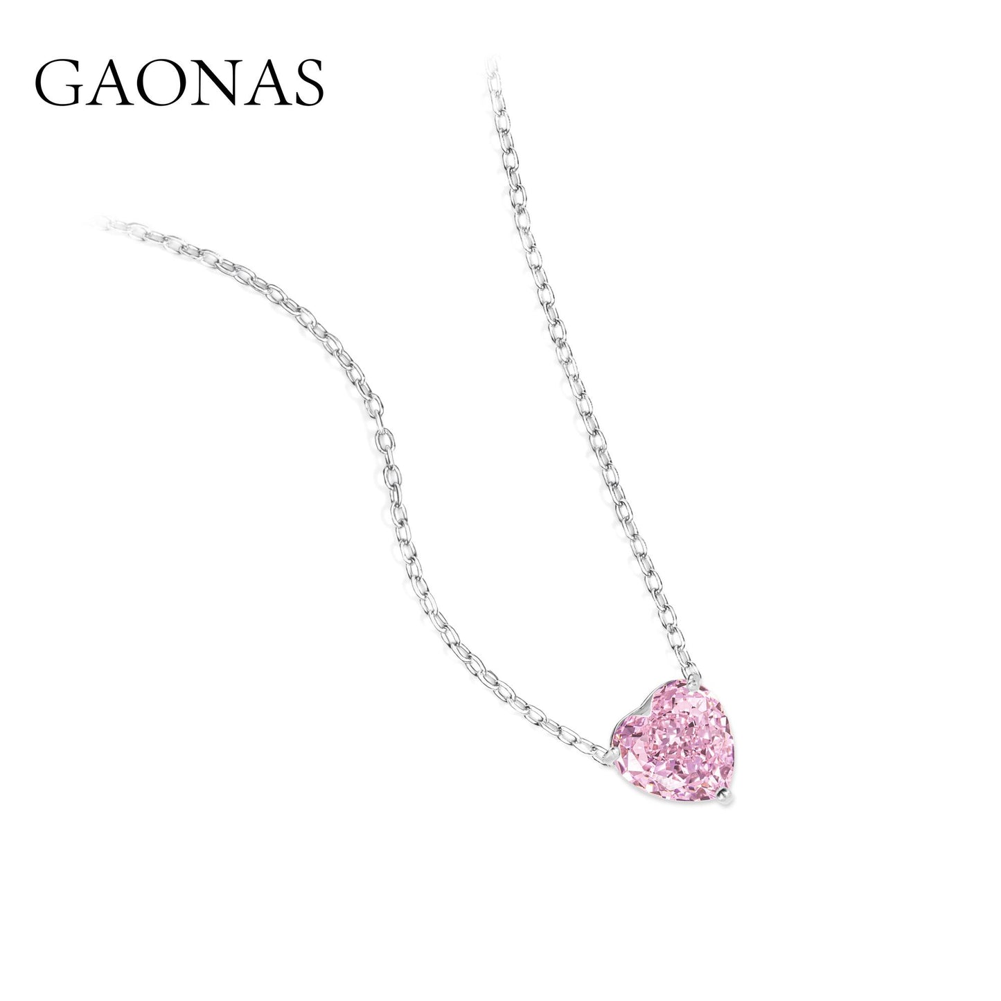 GAONAS Sakura Pink necklace Cubic Zirconia S925 Silver Artificial woman unisex fashion luxurious jewelry Pink rich creative gift 2025 NEW FX12596