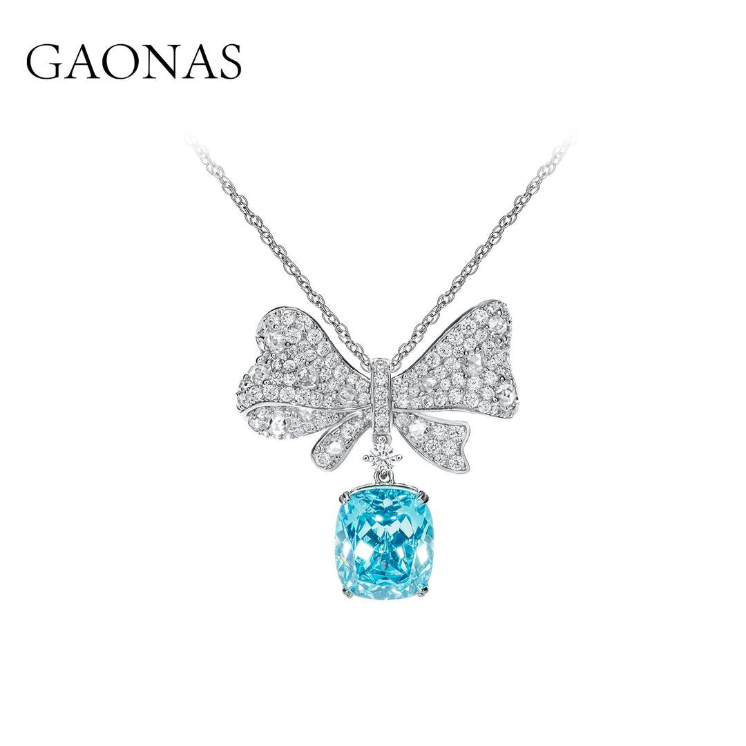 GAONAS Paraiba necklace Cubic Zirconia S925 Silver Artificial woman unisex fashion luxurious jewelry Blue rich creative gift 2025 NEW PLX112216