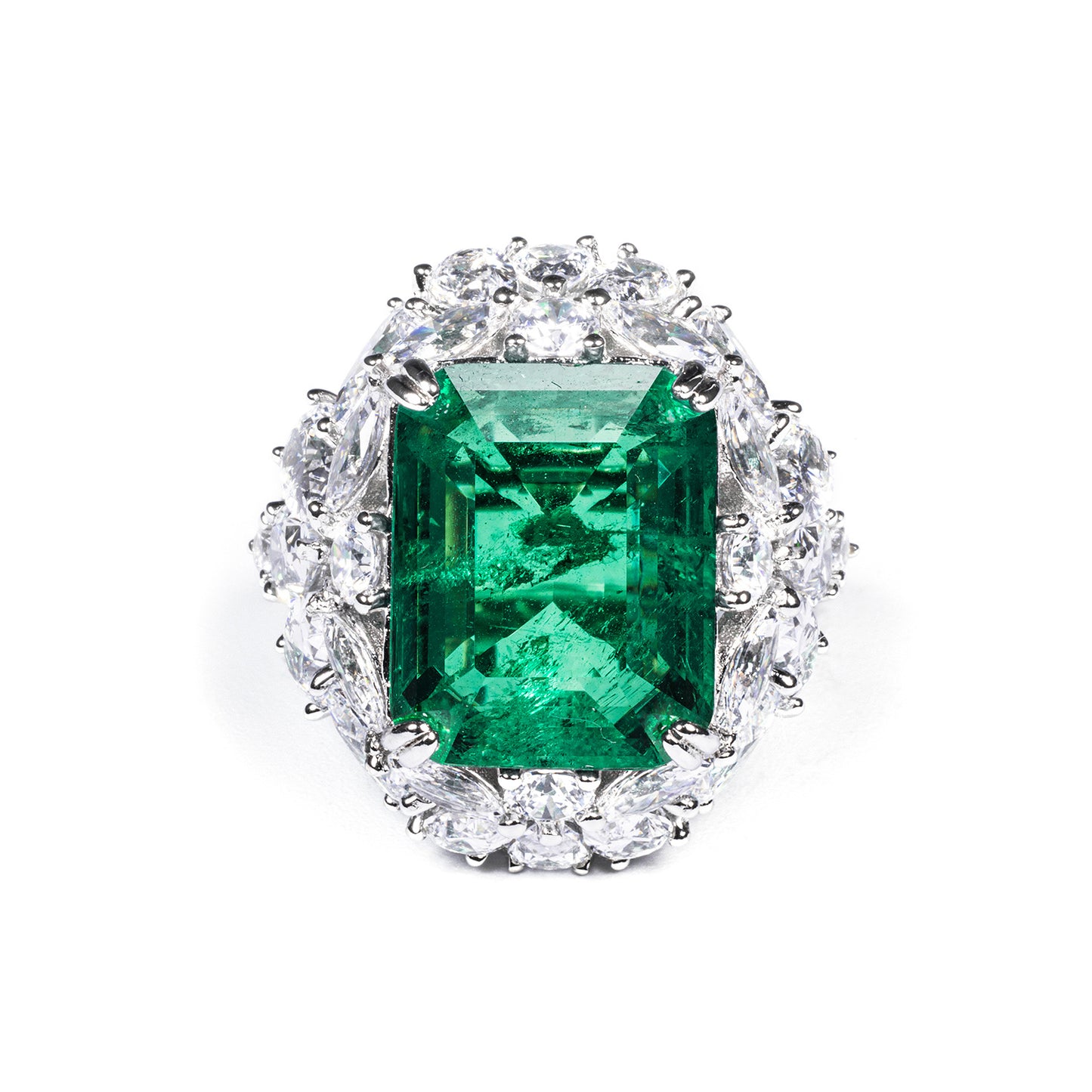 GAONAS Emerald ring Cubic Zirconia S925 Silver Artificial woman unisex fashion luxurious jewelry Green rich creative gifts 2025 NEW GJ042830