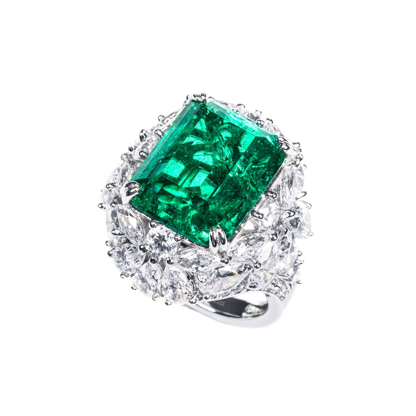 GAONAS Emerald ring Cubic Zirconia S925 Silver Artificial woman unisex fashion luxurious jewelry Green rich creative gifts 2025 NEW GJ042830