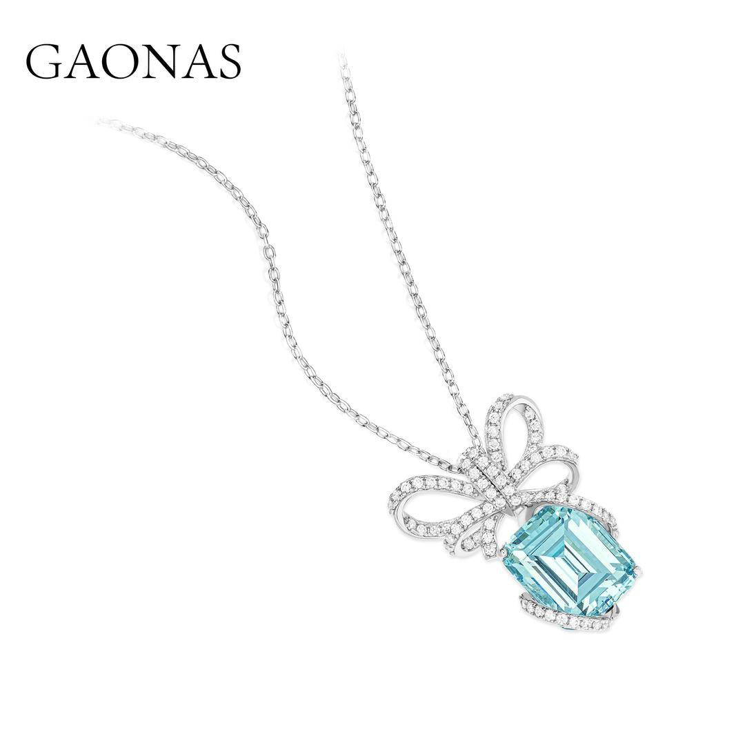 GAONAS Paraiba necklace Cubic Zirconia S925 Silver Artificial woman unisex fashion luxurious jewelry Blue rich creative gift 2025 NEW PLX111300
