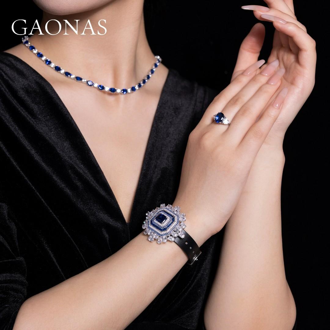 GAONAS Royalblue Wristband Cubic Zirconia S925 Silver Artificial woman unisex fashion luxurious jewelry Blue rich creative gifts 2025 NEW BS115866