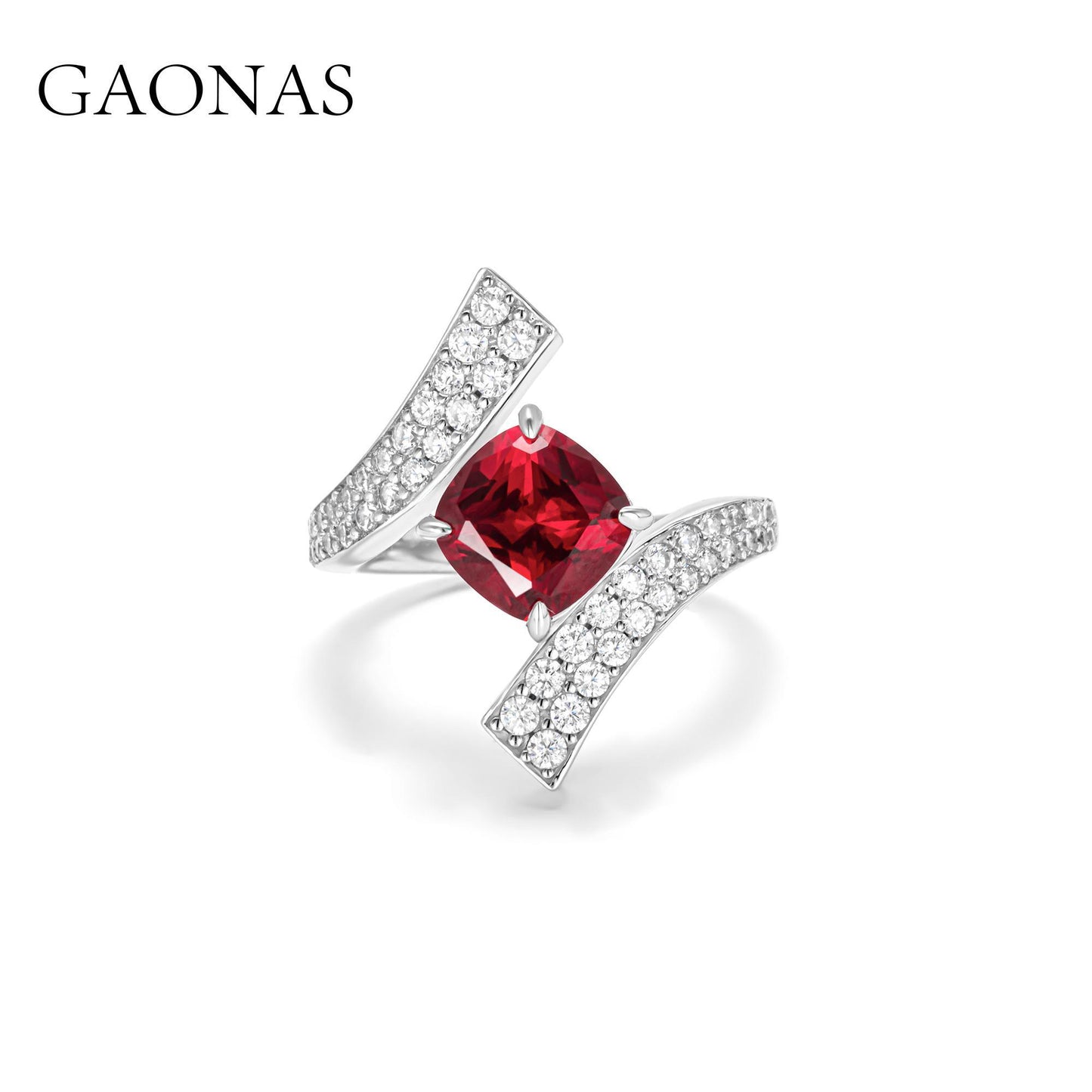 GAONAS Ruby ring Cubic Zirconia S925 Silver Artificial woman unisex fashion luxurious jewelry Red rich creative gifts 2025 NEW 10121JR