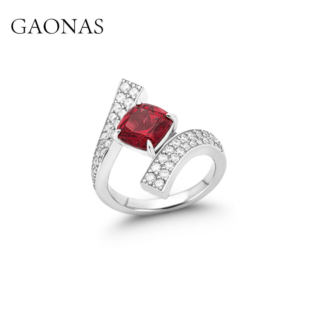 GAONAS Ruby ring Cubic Zirconia S925 Silver Artificial woman unisex fashion luxurious jewelry Red rich creative gifts 2025 NEW 10121JR