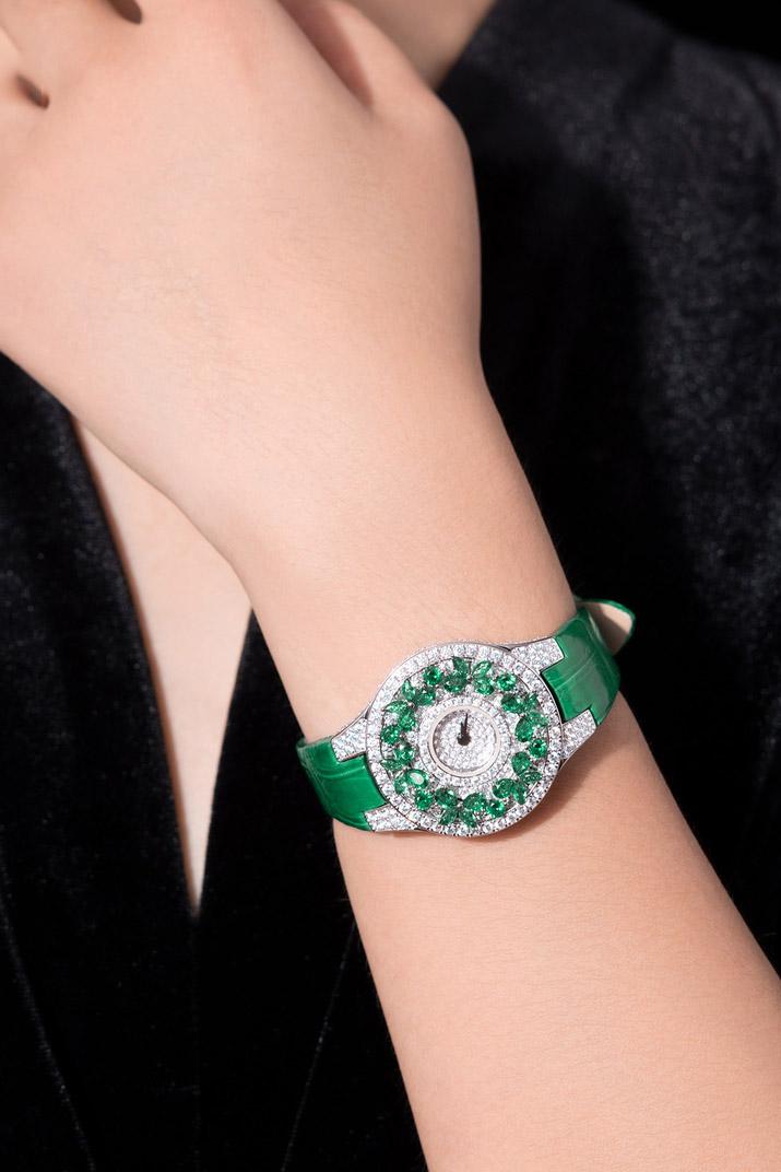 GAONAS Emerald watch Cubic Zirconia S925 Silver Artificial woman unisex fashion luxurious jewelry Green rich creative gifts 2025 NEW 10141SG