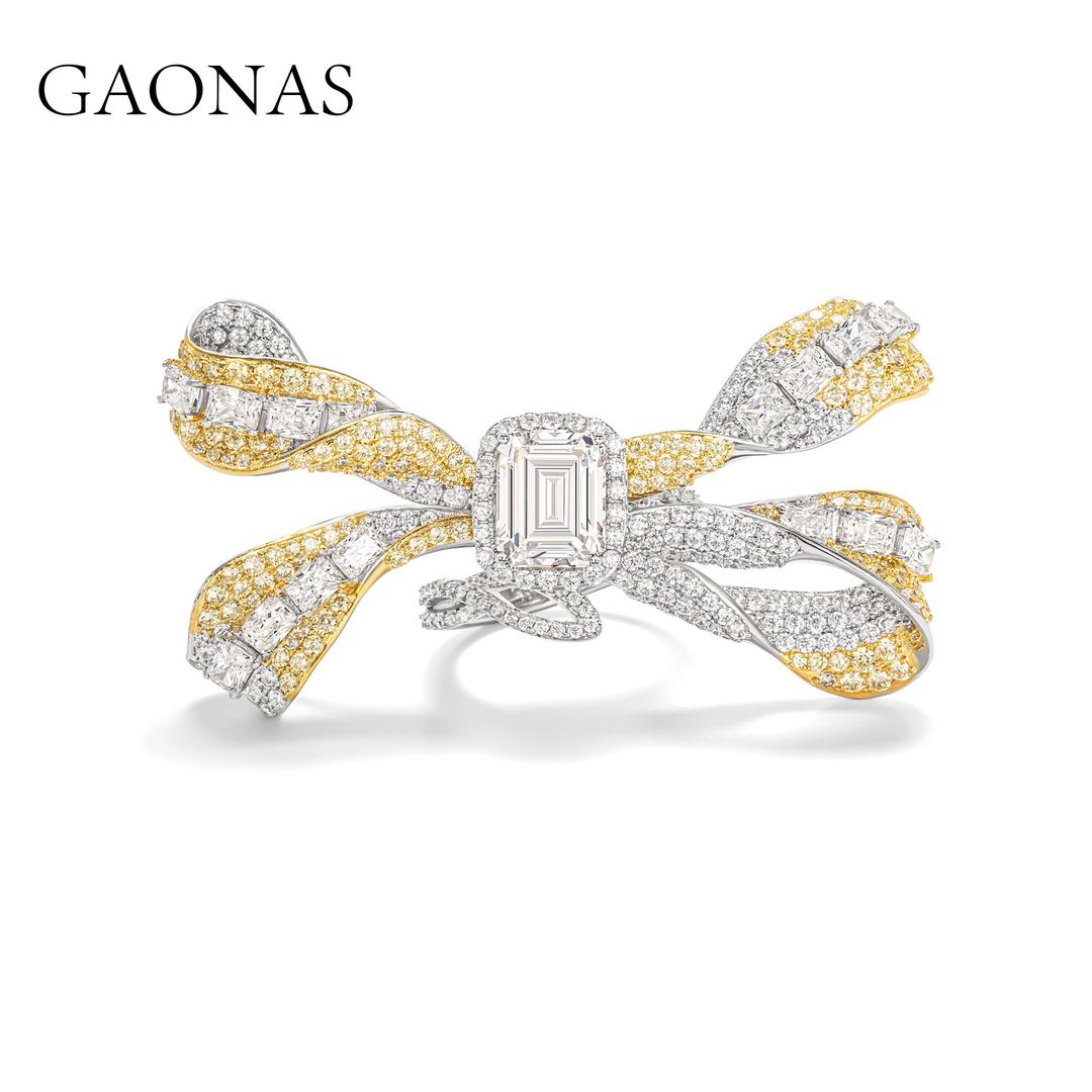 GAONAS Fancy Vivid Yellow ring Cubic Zirconia S925 Silver Artificial woman unisex fashion luxurious jewelry Yellow rich creative gifts 2025 NEW YJ113266