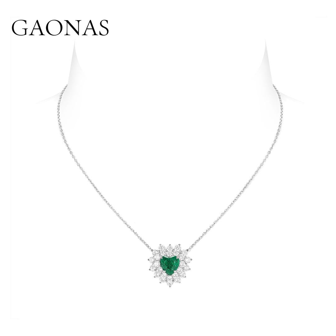 GAONAS Emerald necklace Cubic Zirconia S925 Silver Artificial woman unisex fashion luxurious jewelry Green rich creative gift 2025 NEW GX121083