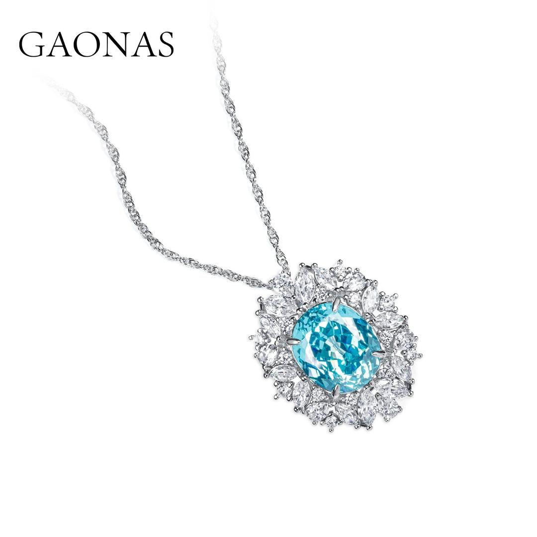 GAONAS Paraiba necklace Cubic Zirconia S925 Silver Artificial woman unisex fashion luxurious jewelry Blue rich creative gifts 2025 NEW PLD052600