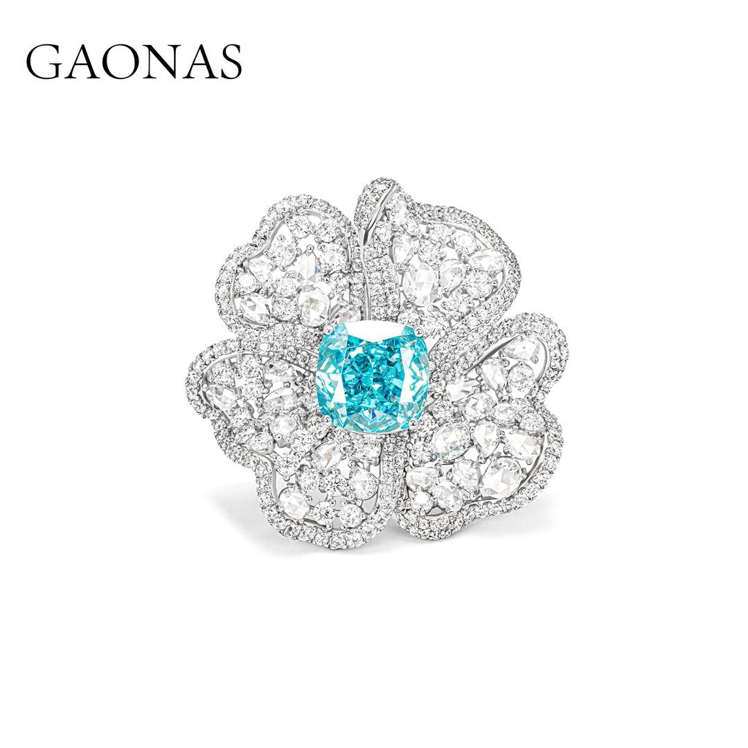 GAONAS Paraiba ring Cubic Zirconia S925 Silver Artificial woman unisex fashion luxurious jewelry Blue rich creative gifts 2025 NEW PLJ073866