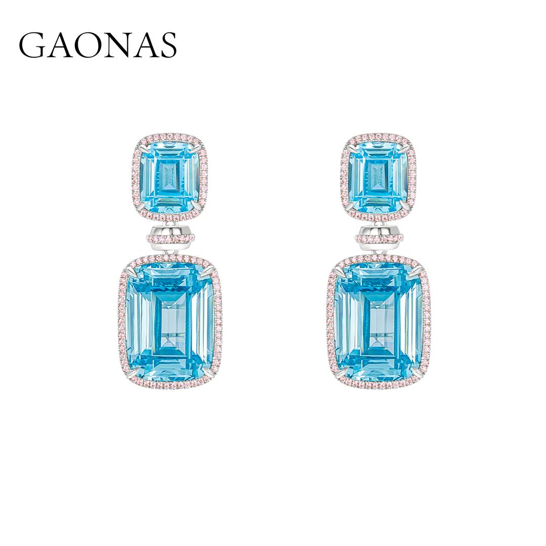 GAONAS Paraiba earring Cubic Zirconia S925 Silver Artificial woman unisex fashion luxurious jewelry Blue rich creative gifts 2025 NEW 10126EB