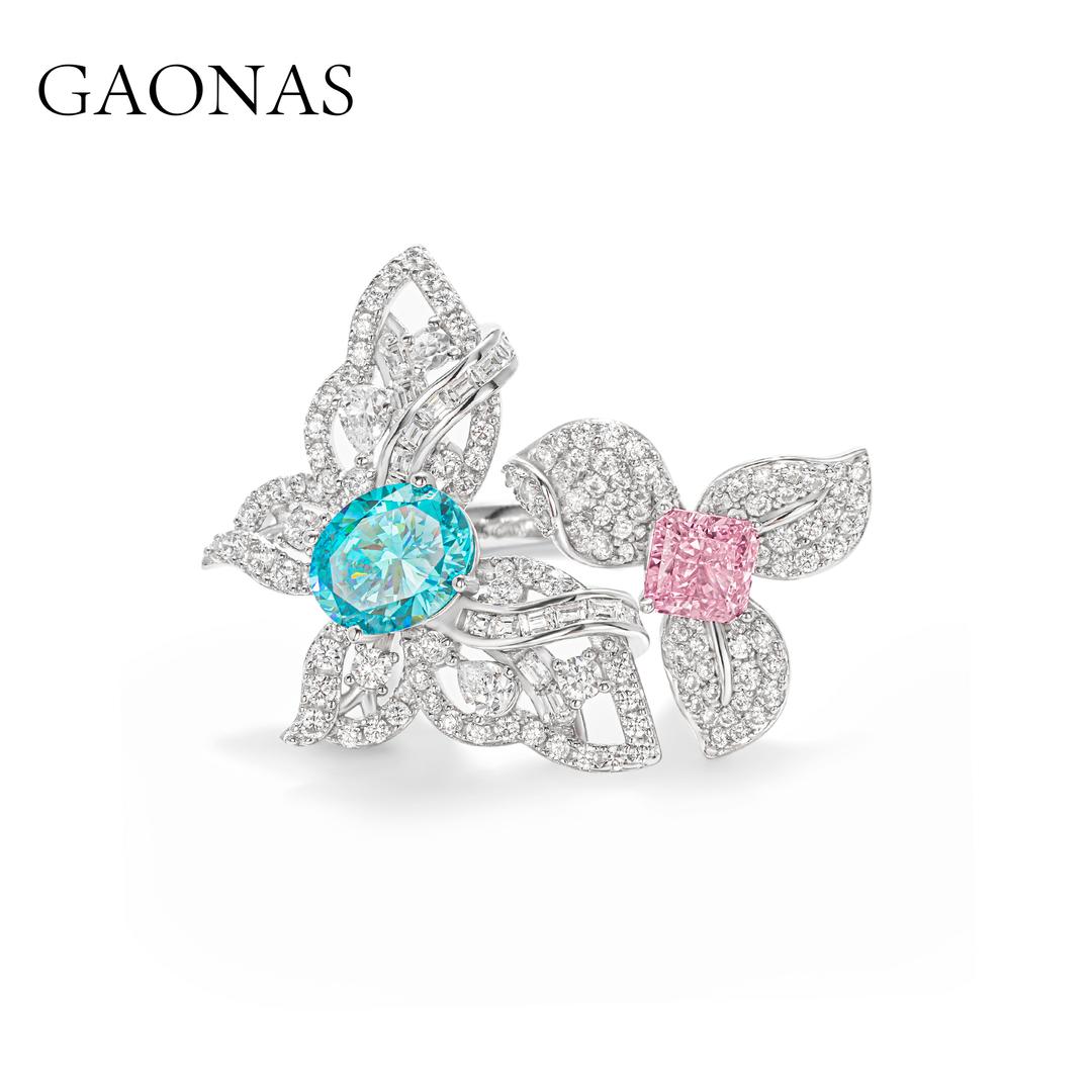 GAONAS Paraiba ring Cubic Zirconia S925 Silver Artificial woman unisex fashion luxurious jewelry Blue rich creative gifts 2025 NEW 10105JPL