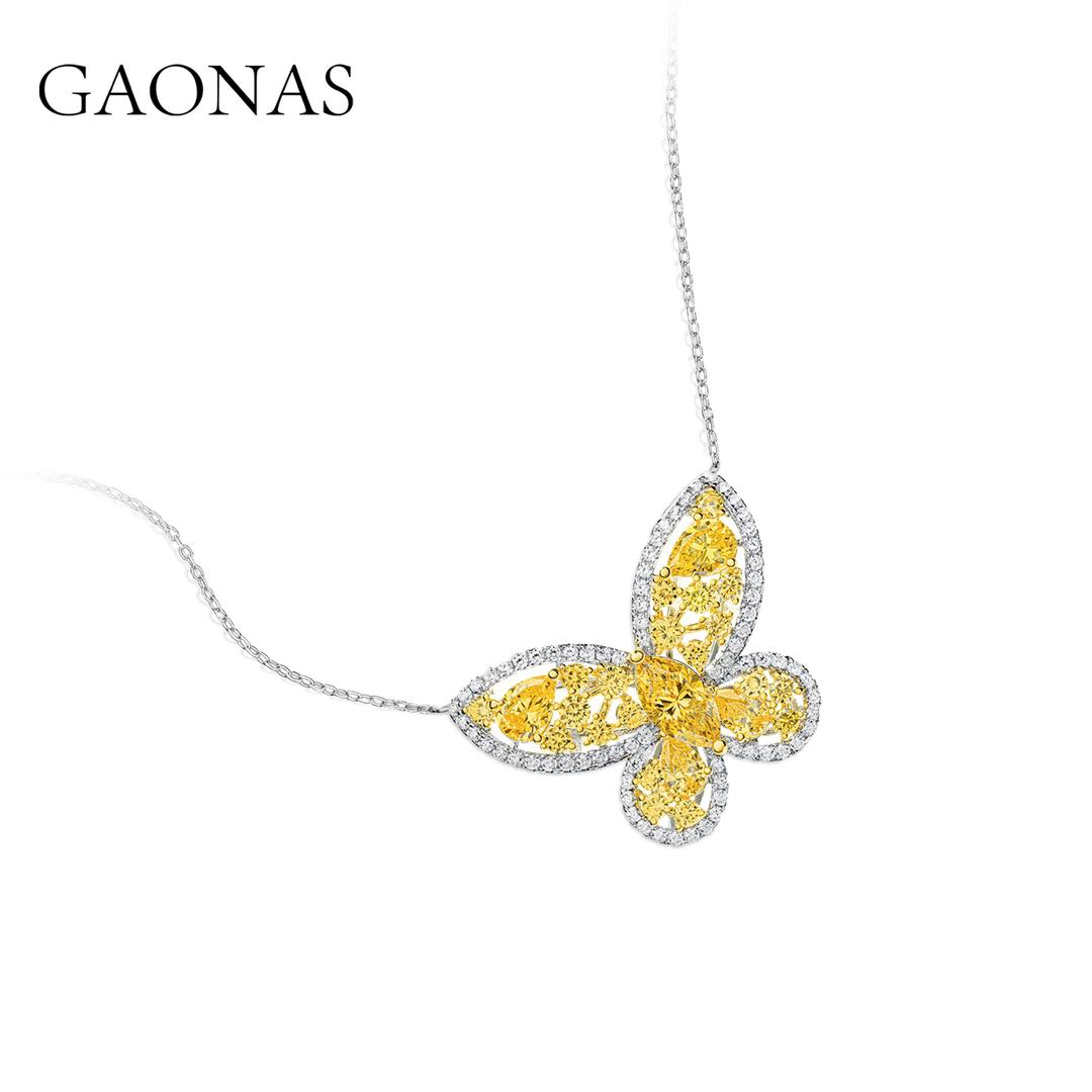 GAONAS Fancy Vivid Yellow necklace Cubic Zirconia S925 Silver Artificial woman unisex fashion luxurious jewelry Yellow rich creative gift 2025 NEW YX071530