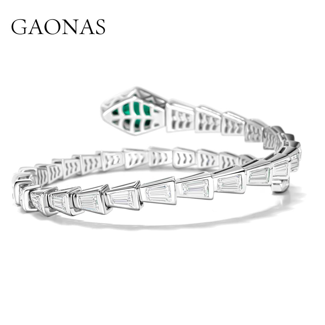 GAONAS Emerald bracelet Cubic Zirconia S925 Silver Artificial woman unisex fashion luxurious jewelry Green rich creative gifts 2025 NEW GS043966