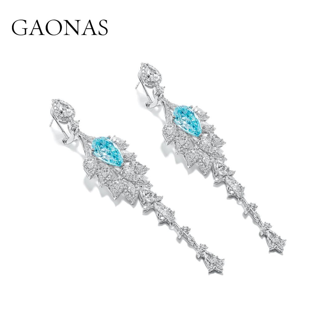 GAONAS Paraiba earring Cubic Zirconia S925 Silver Artificial woman unisex fashion luxurious jewelry Blue rich creative gifts 2025 NEW PLE43600