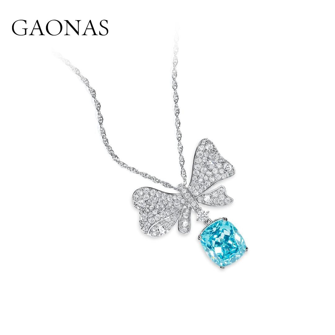 GAONAS Paraiba necklace Cubic Zirconia S925 Silver Artificial woman unisex fashion luxurious jewelry Blue rich creative gift 2025 NEW PLX112216