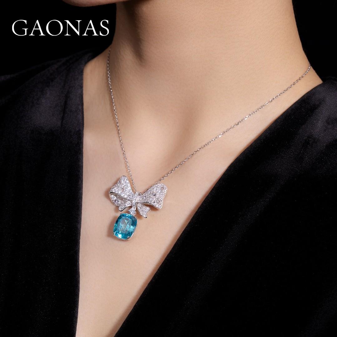GAONAS Paraiba necklace Cubic Zirconia S925 Silver Artificial woman unisex fashion luxurious jewelry Blue rich creative gift 2025 NEW PLX112216