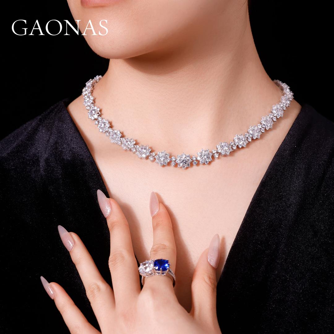 GAONAS VVS D G necklace Cubic Zirconia S925 Silver Artificial woman unisex fashion luxurious jewelry White rich creative gifts 2025 NEW 10175XW