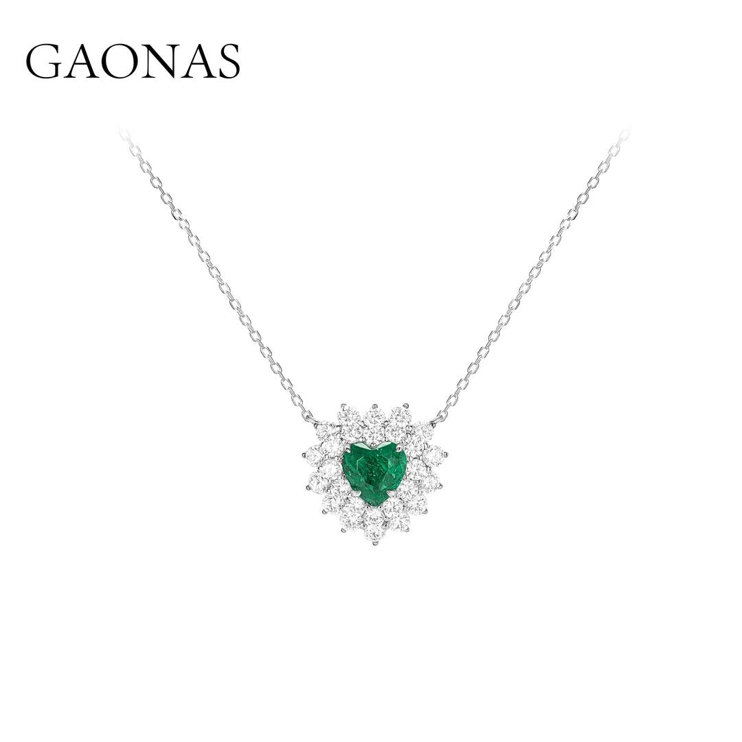 GAONAS Emerald necklace Cubic Zirconia S925 Silver Artificial woman unisex fashion luxurious jewelry Green rich creative gift 2025 NEW GX121083