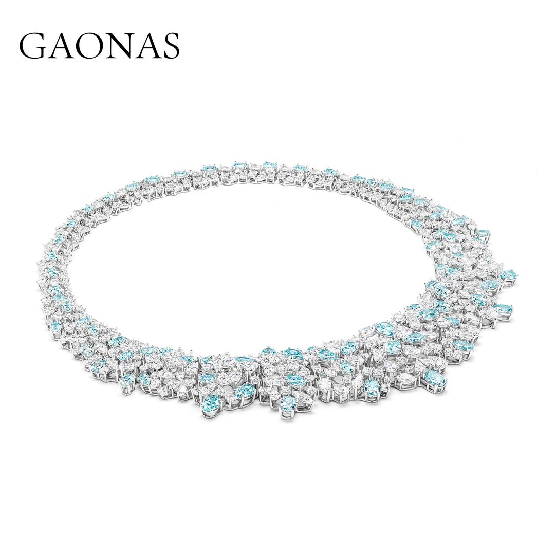 GAONAS Paraiba necklace Cubic Zirconia S925 Silver Artificial woman unisex fashion luxurious jewelry Blue rich creative gifts 2025 NEW PL076800