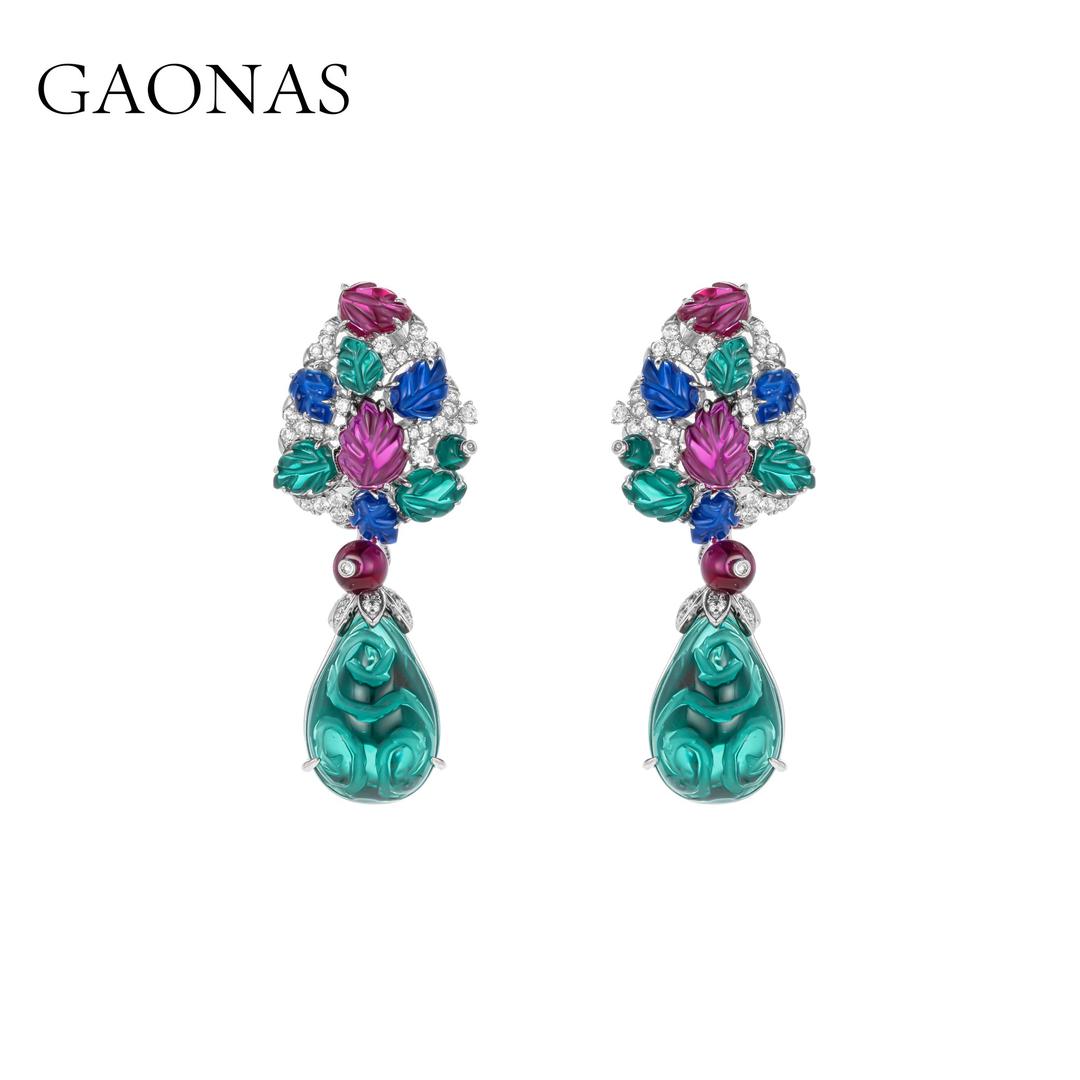 GAONAS Tutti Frutti earring Cubic Zirconia S925 Silver Artificial woman unisex fashion luxurious jewelry multicolor rich creative gifts 2025 NEW BE045266