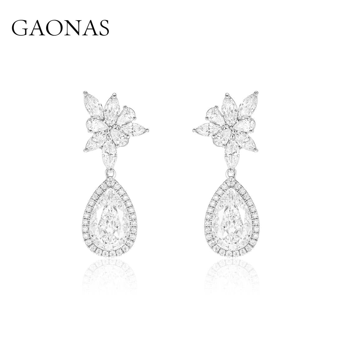 GAONAS VVS D G earring Cubic Zirconia S925 Silver Artificial woman unisex fashion luxurious jewelry White rich creative gifts 2025 NEW 10201EW