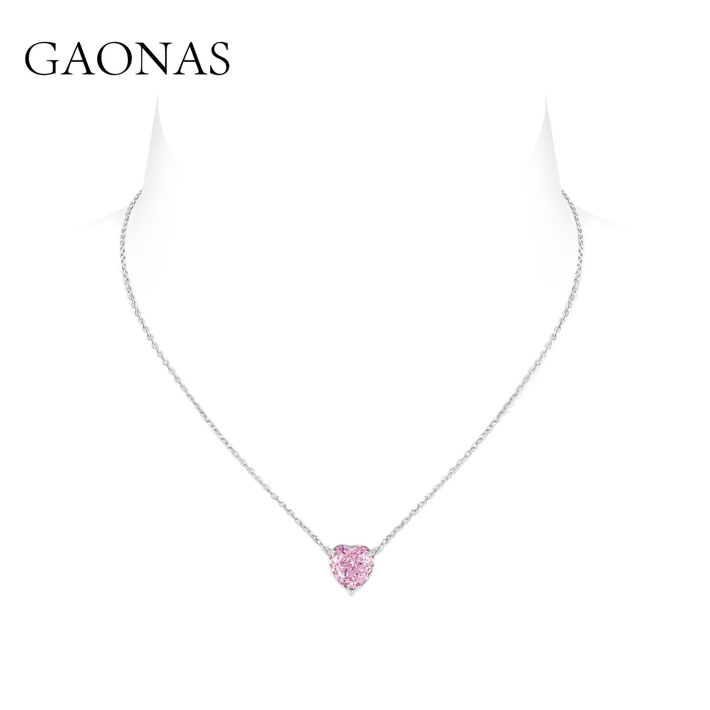 GAONAS Sakura Pink necklace Cubic Zirconia S925 Silver Artificial woman unisex fashion luxurious jewelry Pink rich creative gift 2025 NEW FX12596