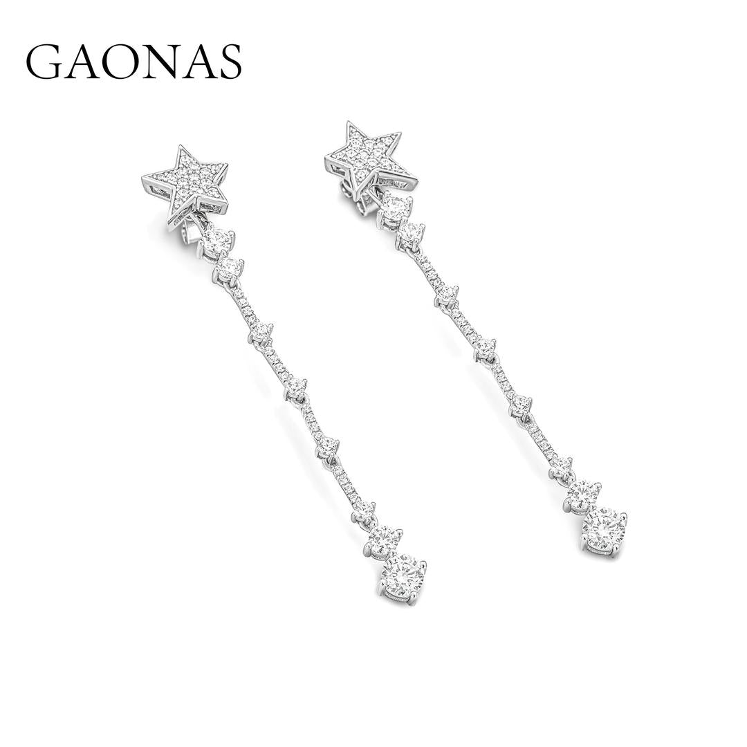 GAONAS VVS D G earring Cubic Zirconia S925 Silver Artificial woman unisex fashion luxurious jewelry White rich creative gifts 2025 NEW WE031566
