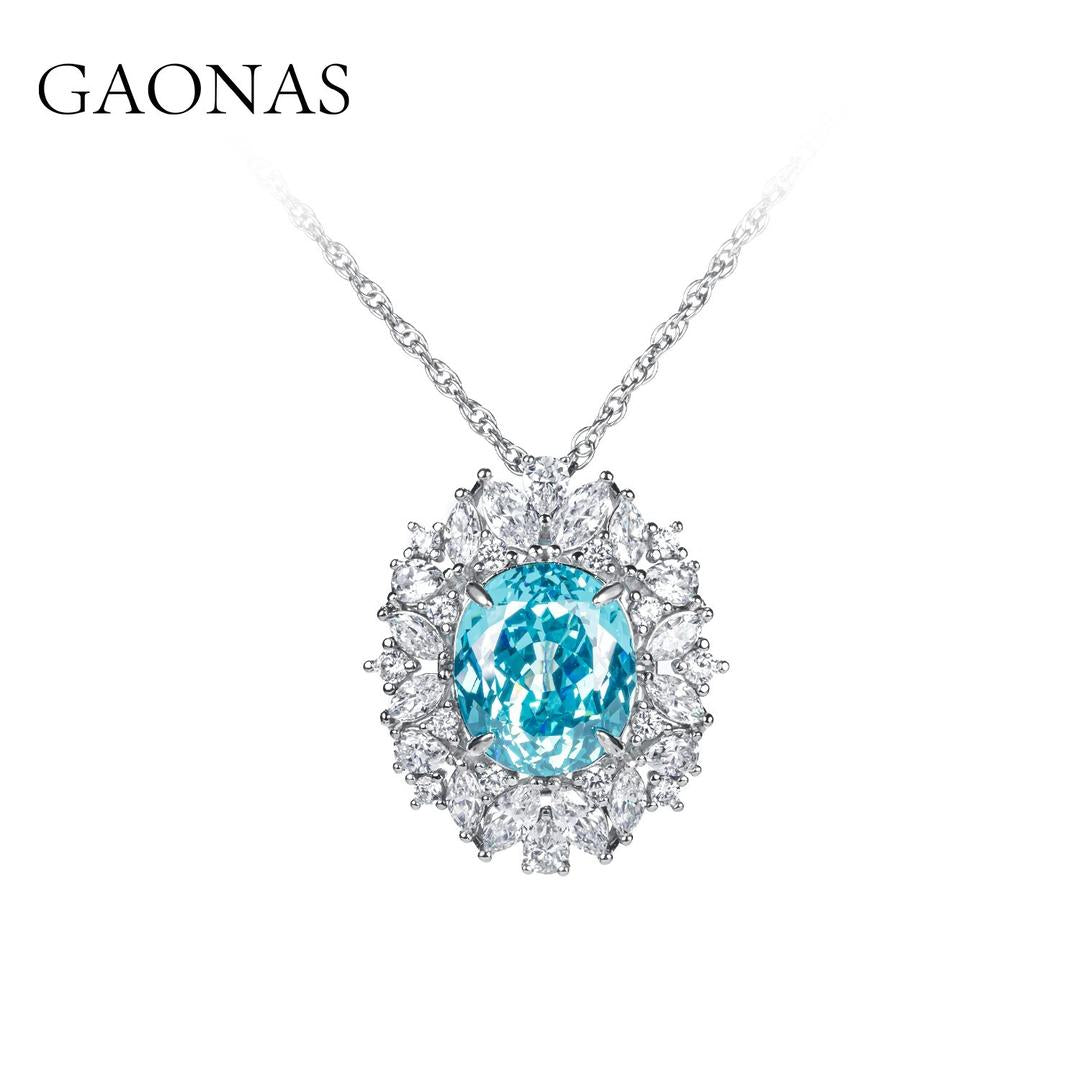 GAONAS Paraiba necklace Cubic Zirconia S925 Silver Artificial woman unisex fashion luxurious jewelry Blue rich creative gifts 2025 NEW PLD052600