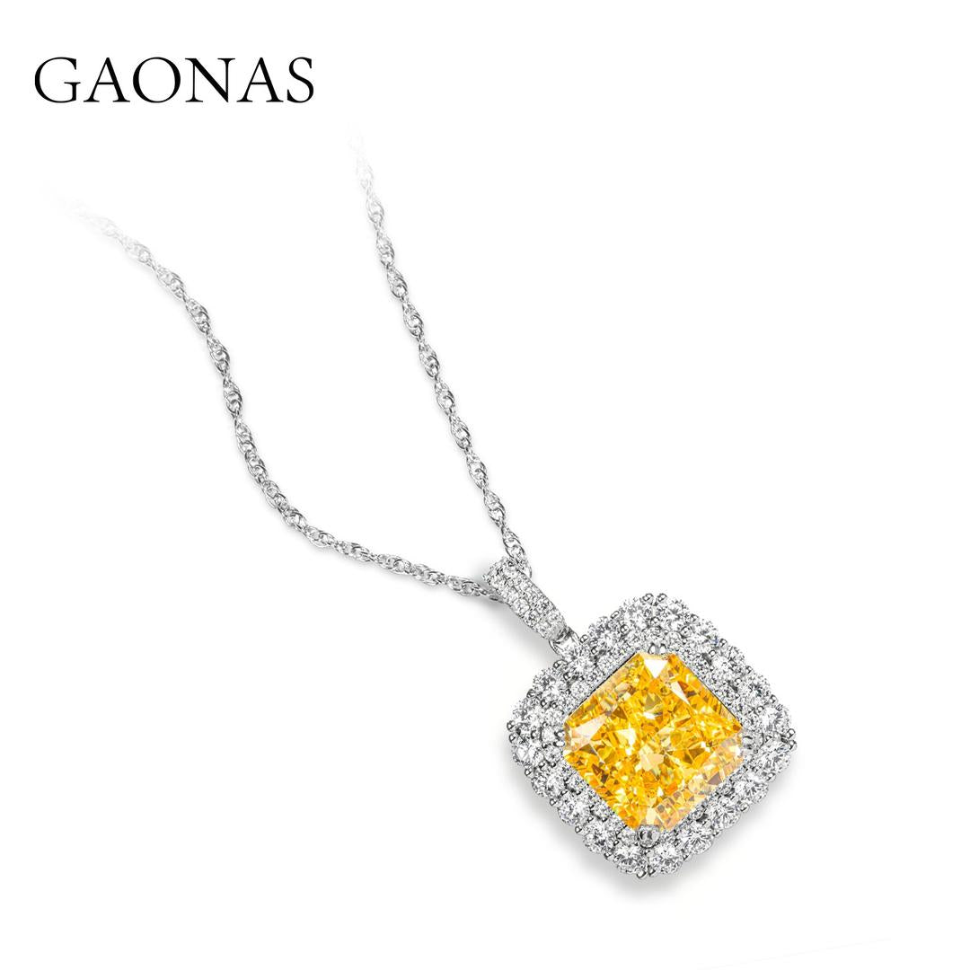 GAONAS Fancy Vivid Yellow necklace Cubic Zirconia S925 Silver Artificial woman unisex fashion luxurious jewelry Yellow rich creative gifts 2025 NEW YD052970