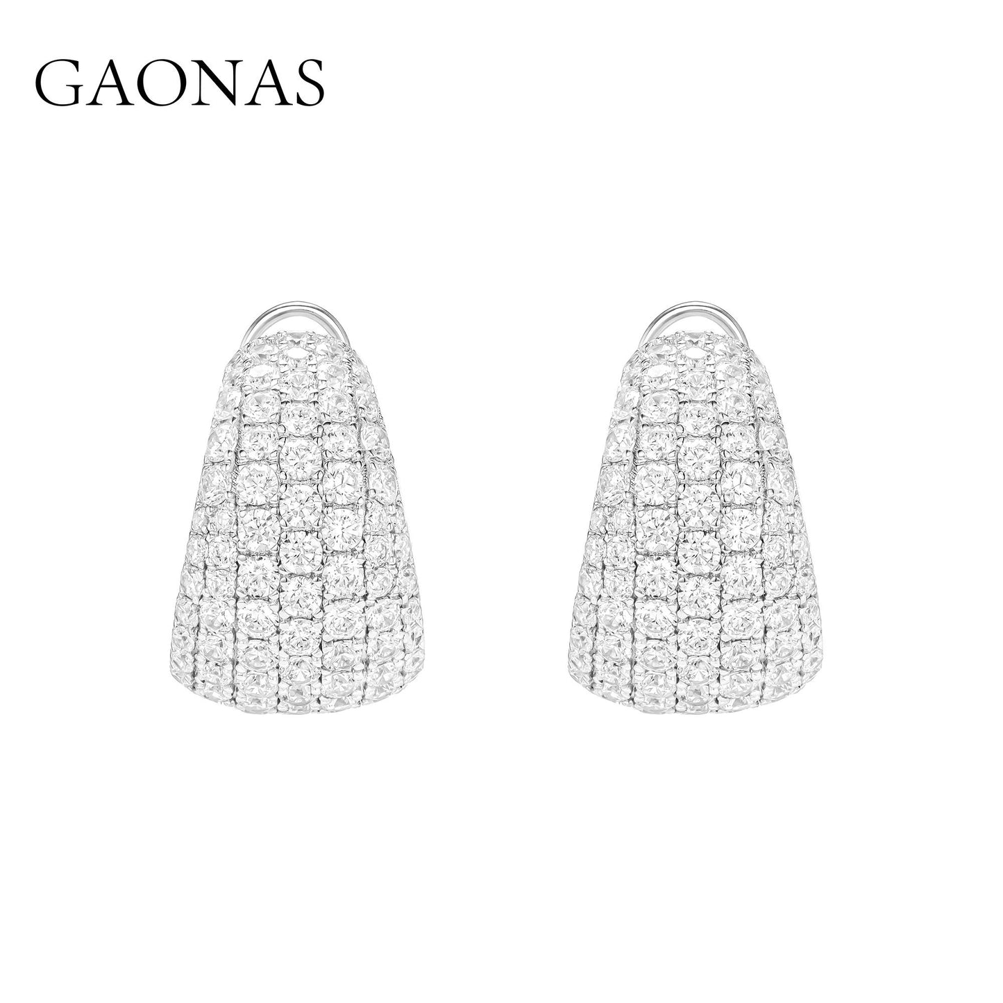 GAONAS VVS D G earring Cubic Zirconia S925 Silver Artificial woman unisex fashion luxurious jewelry White rich creative gifts 2025 NEW 10494EW