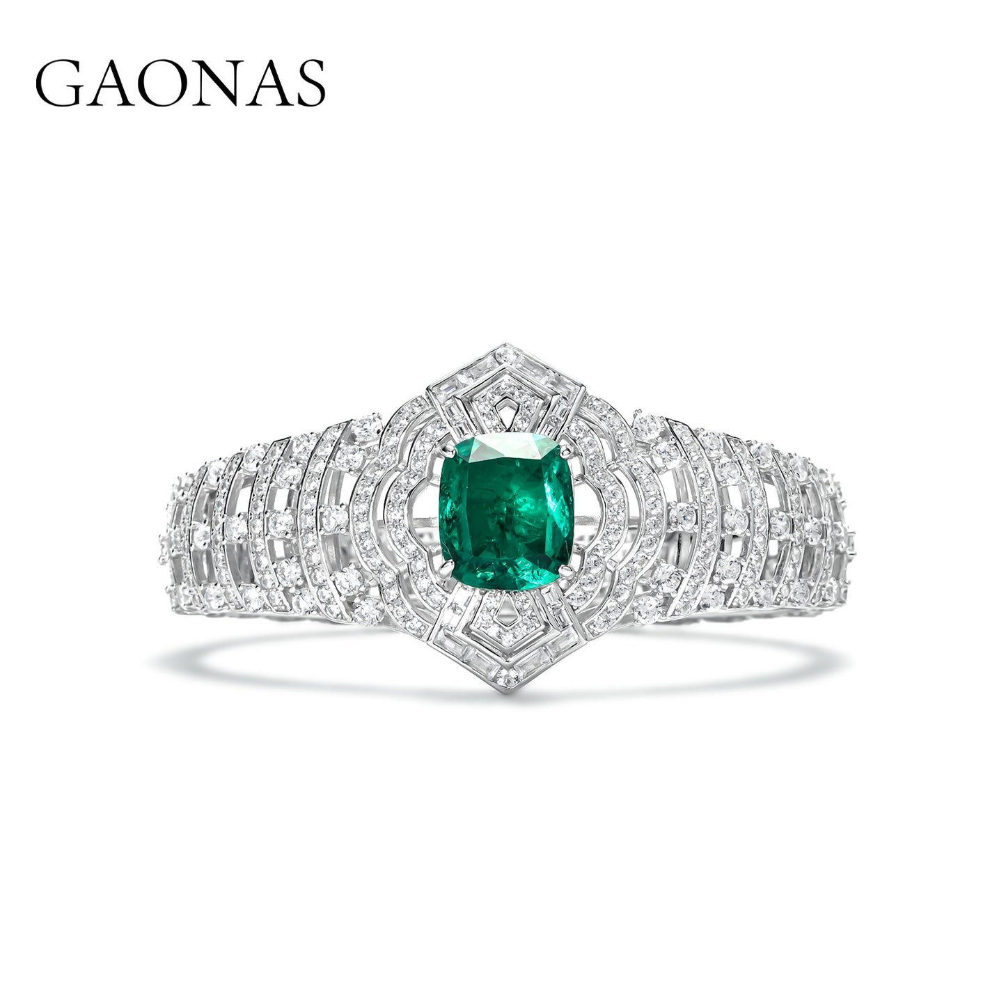 GAONAS Emerald bracelet Cubic Zirconia S925 Silver Artificial woman unisex fashion luxurious jewelry Green rich creative gifts 2025 NEW GS116000