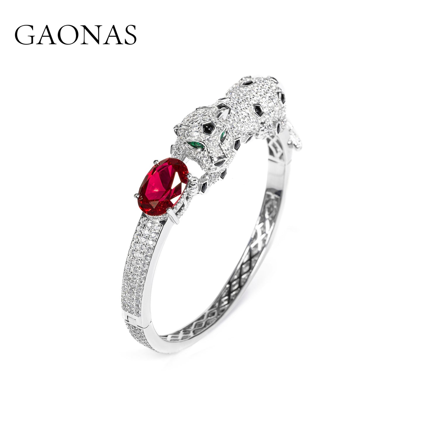 GAONAS Ruby bracelet Cubic Zirconia S925 Silver Artificial woman unisex fashion luxurious jewelry Red rich creative gifts 2025 NEW RJ115833