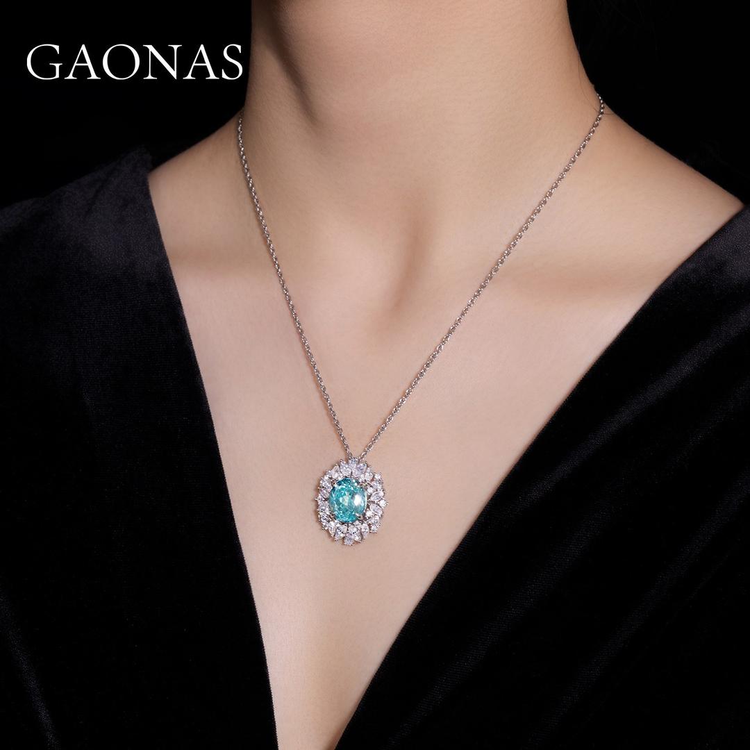 GAONAS Paraiba necklace Cubic Zirconia S925 Silver Artificial woman unisex fashion luxurious jewelry Blue rich creative gifts 2025 NEW PLD052600