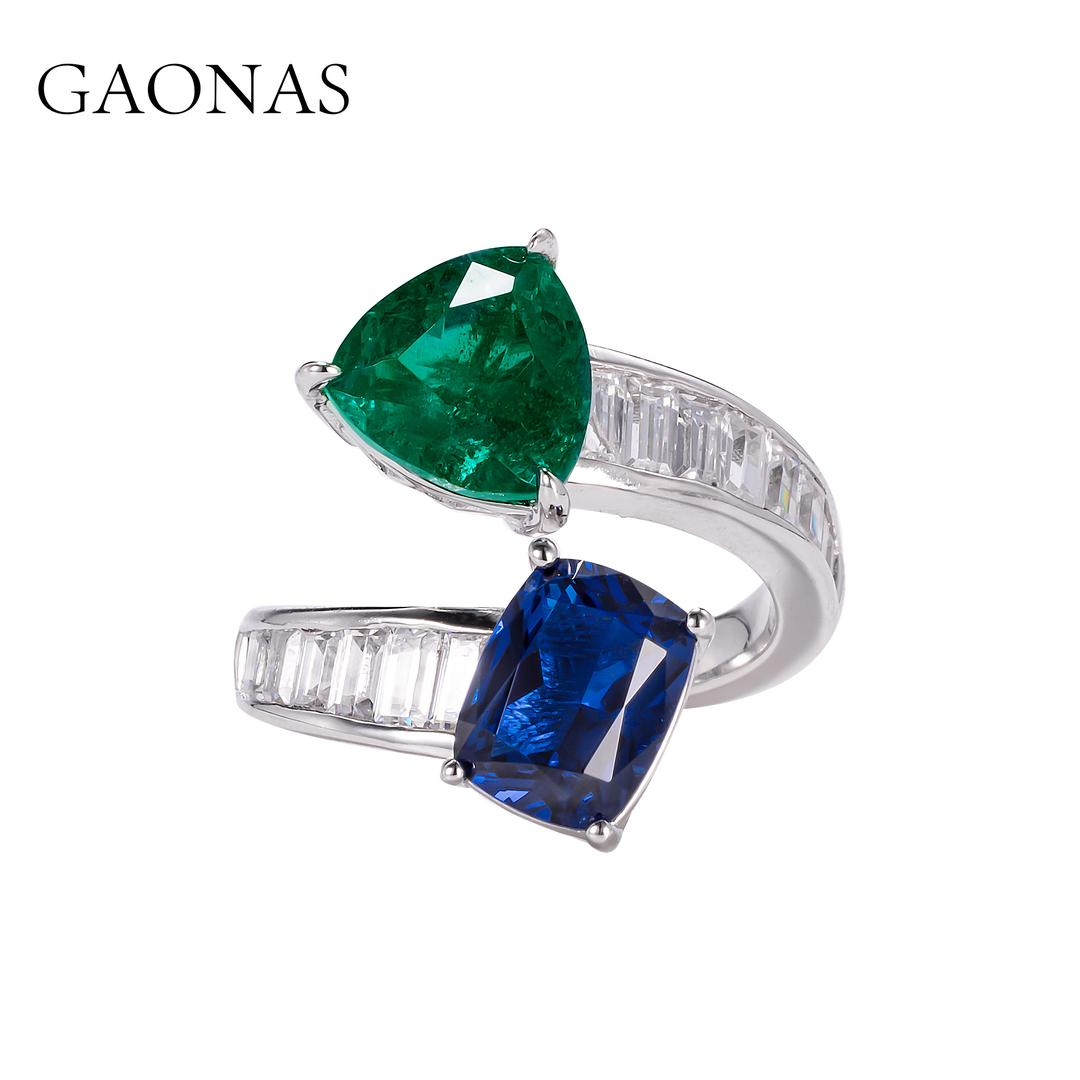 GAONAS Royalblue ring Cubic Zirconia S925 Silver Artificial woman unisex fashion luxurious jewelry Blue rich creative gifts 2025 NEW 10061JG