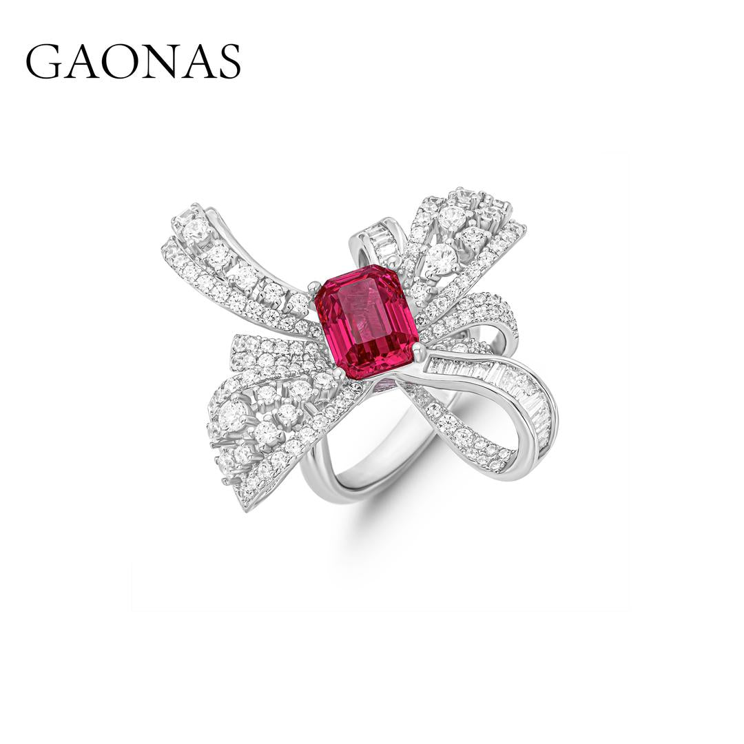 GAONAS Ruby ring Cubic Zirconia S925 Silver Artificial woman unisex fashion luxurious jewelry Red rich creative gifts 2025 NEW RJ041966