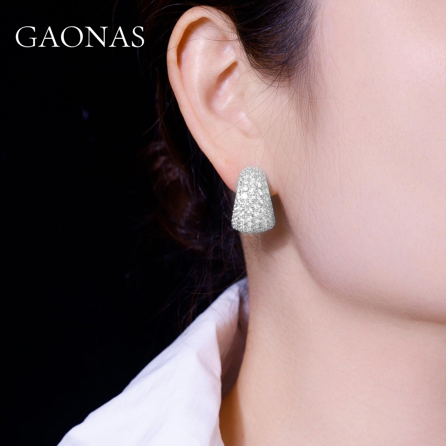 GAONAS VVS D G earring Cubic Zirconia S925 Silver Artificial woman unisex fashion luxurious jewelry White rich creative gifts 2025 NEW 10494EW