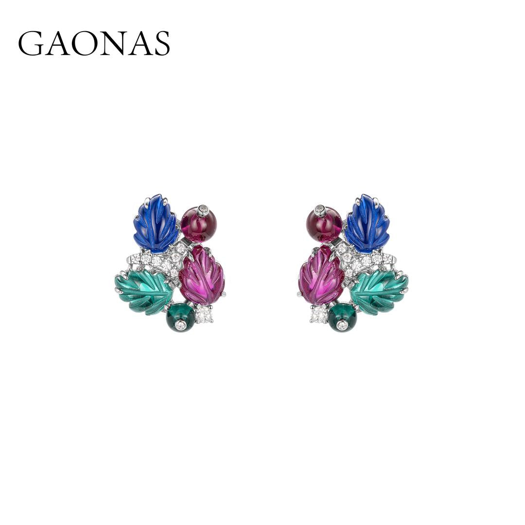 GAONAS Tutti Frutti earring Cubic Zirconia S925 Silver Artificial woman unisex fashion luxurious jewelry multicolor rich creative gifts 2025 NEW 10107EB