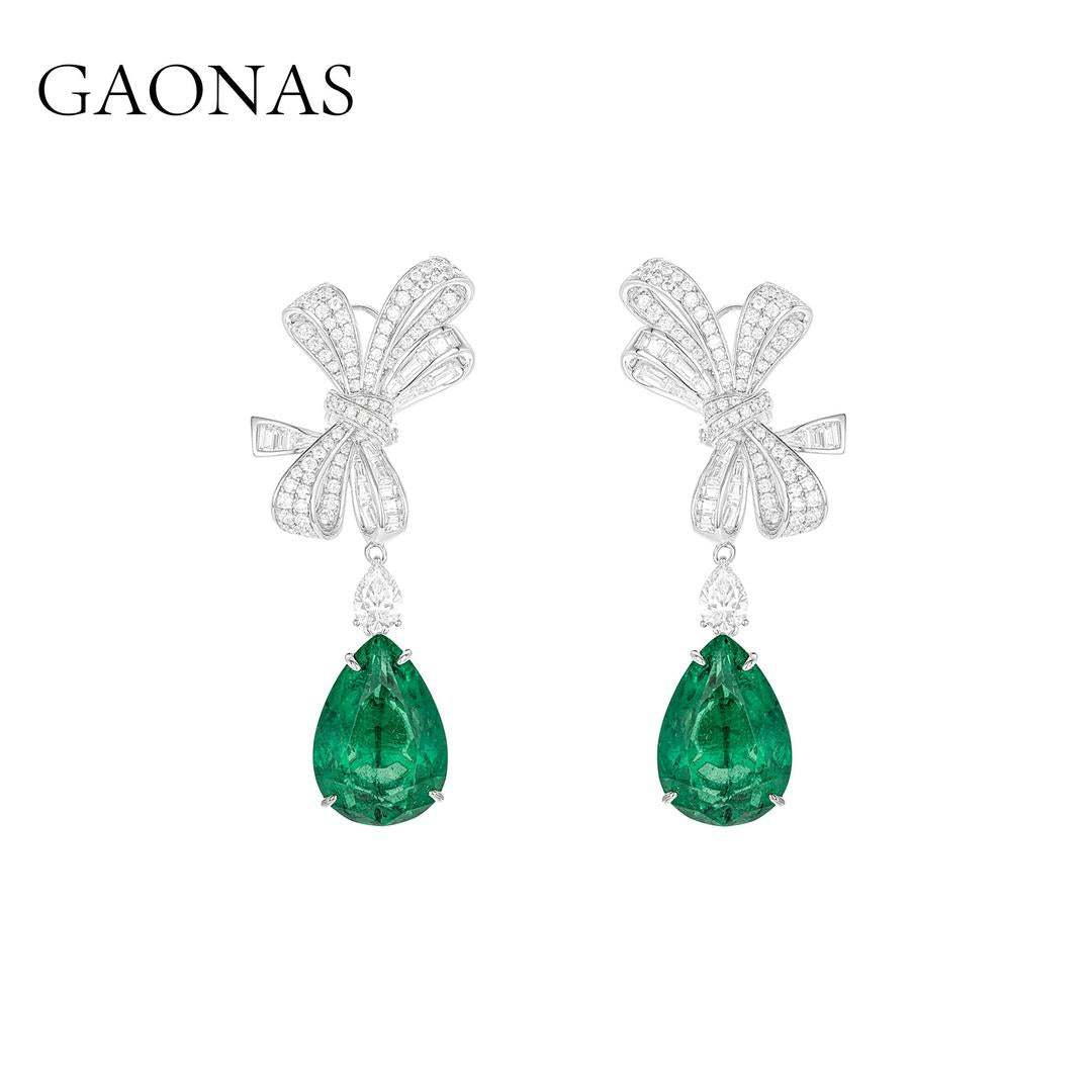GAONAS Emerald earring Cubic Zirconia S925 Silver Artificial woman unisex fashion luxurious jewelry Green rich creative gifts 2025 NEW GE63600