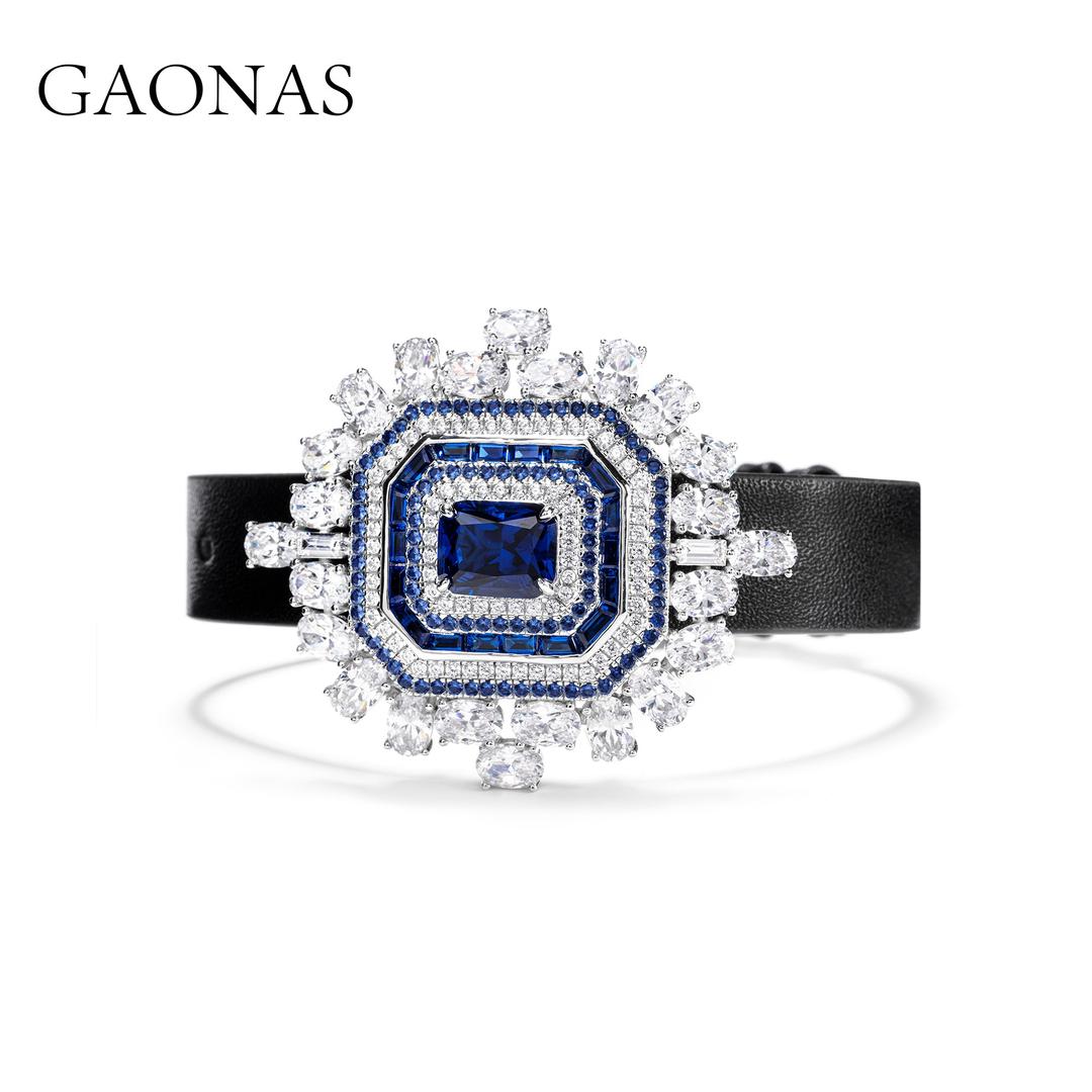 GAONAS Royalblue Wristband Cubic Zirconia S925 Silver Artificial woman unisex fashion luxurious jewelry Blue rich creative gifts 2025 NEW BS115866