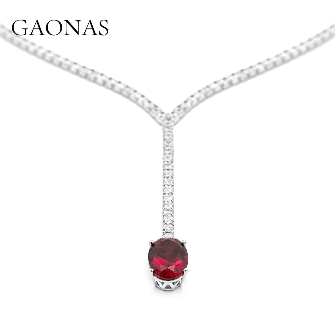 GAONAS Ruby necklace Cubic Zirconia S925 Silver Artificial woman unisex fashion luxurious jewelry Red rich creative gifts 2025 NEW 10202XR