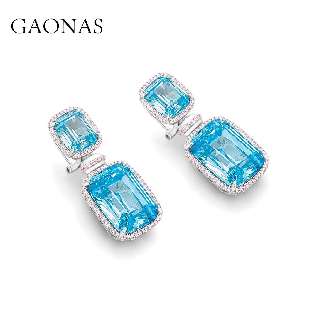 GAONAS Paraiba earring Cubic Zirconia S925 Silver Artificial woman unisex fashion luxurious jewelry Blue rich creative gifts 2025 NEW 10126EB