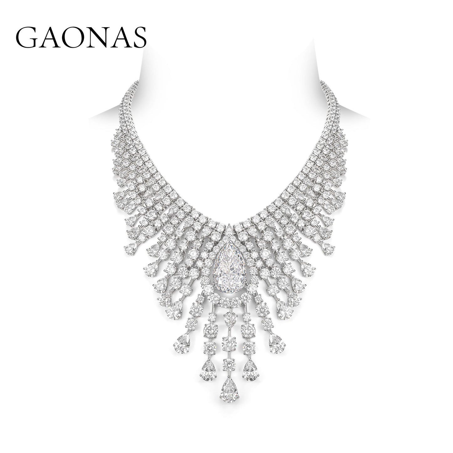 GAONAS VVS D G necklace Cubic Zirconia S925 Silver Artificial woman unisex fashion luxurious jewelry White rich creative gifts 2025 NEW BX033600