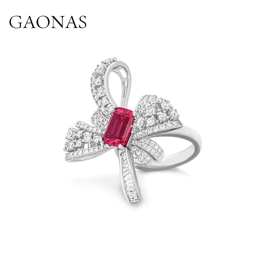 GAONAS Ruby ring Cubic Zirconia S925 Silver Artificial woman unisex fashion luxurious jewelry Red rich creative gifts 2025 NEW RJ041966