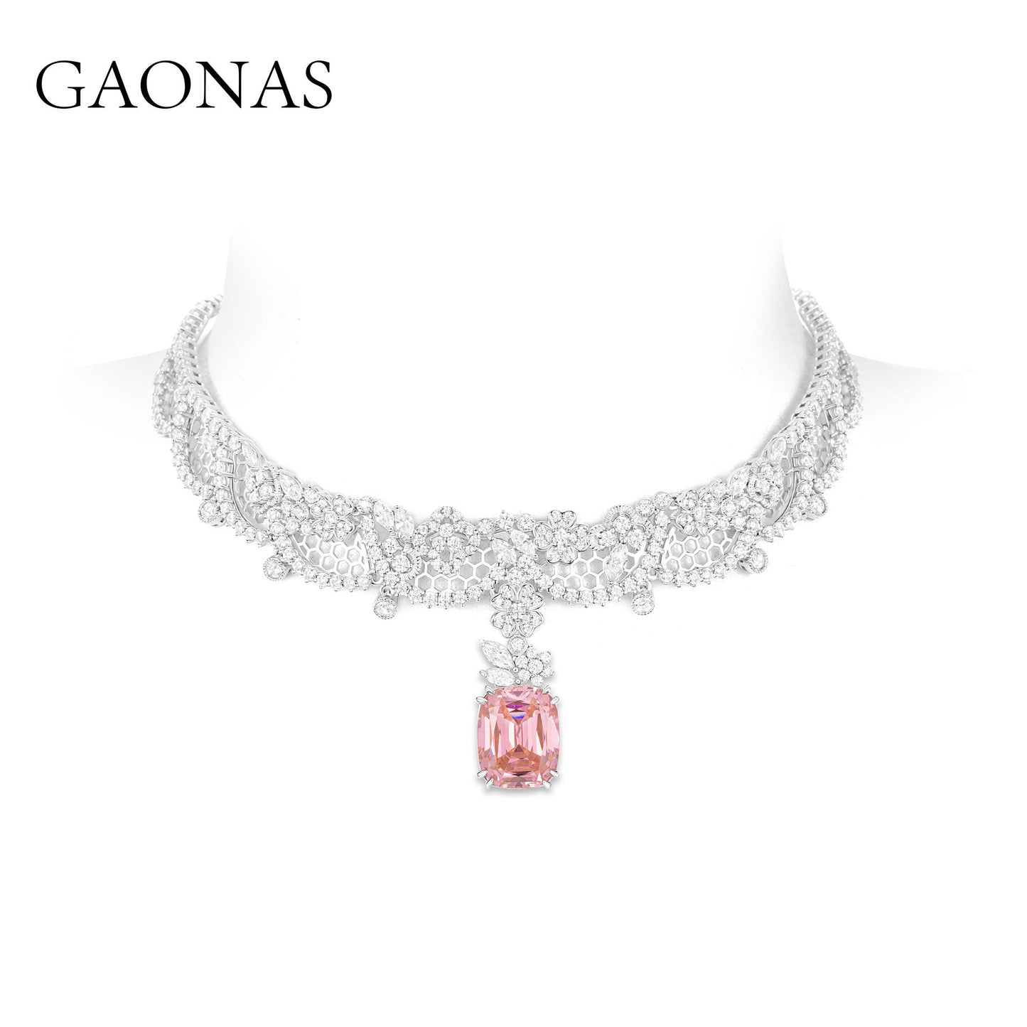 GAONAS Paraiba necklace Cubic Zirconia S925 Silver Artificial woman unisex fashion luxurious jewelry Blue rich creative gifts 2025 NEW 10350XPL