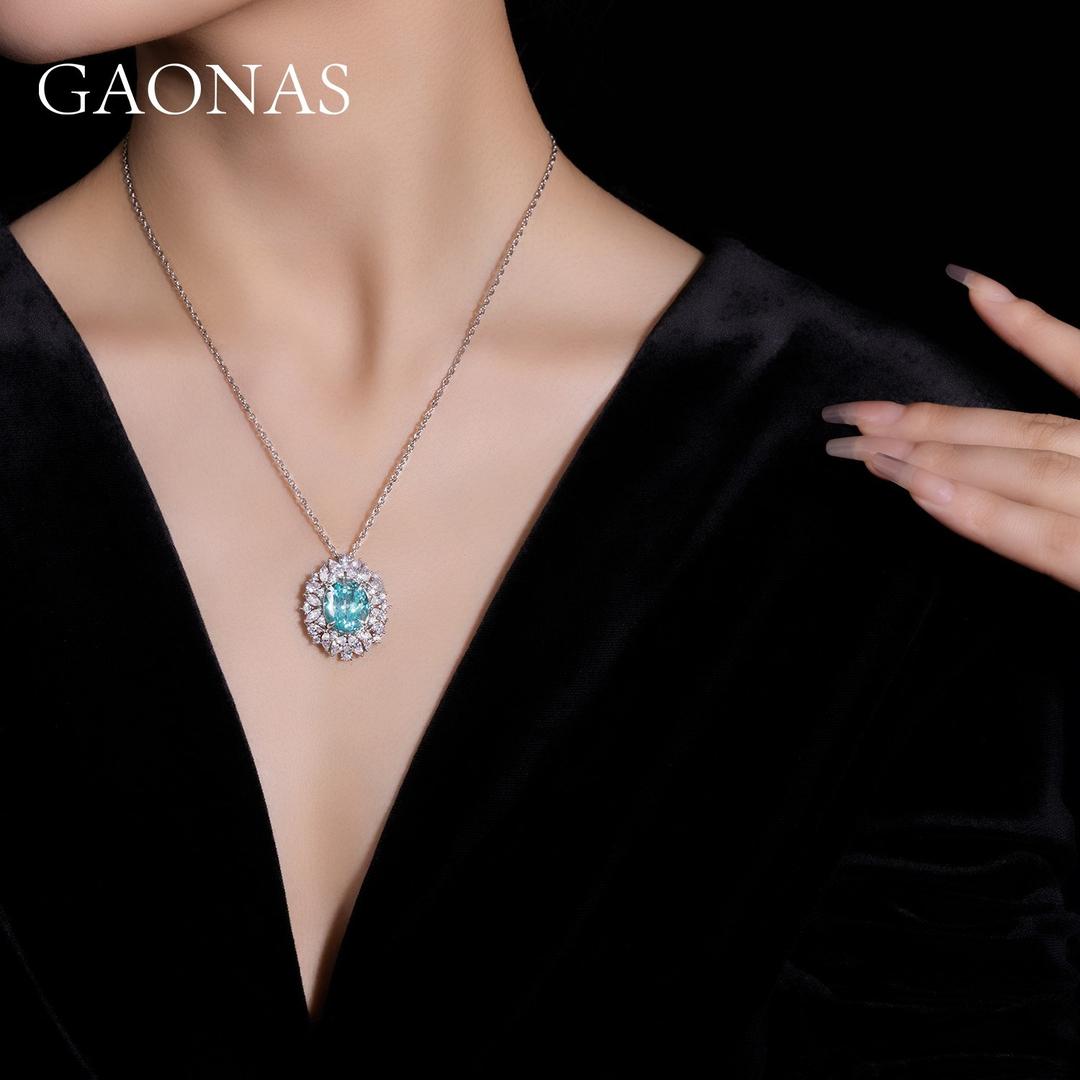 GAONAS Paraiba necklace Cubic Zirconia S925 Silver Artificial woman unisex fashion luxurious jewelry Blue rich creative gifts 2025 NEW PLD052600