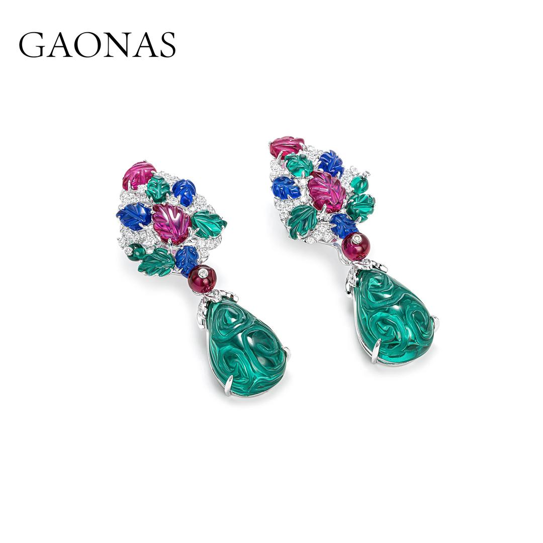 GAONAS Tutti Frutti earring Cubic Zirconia S925 Silver Artificial woman unisex fashion luxurious jewelry multicolor rich creative gifts 2025 NEW BE045266